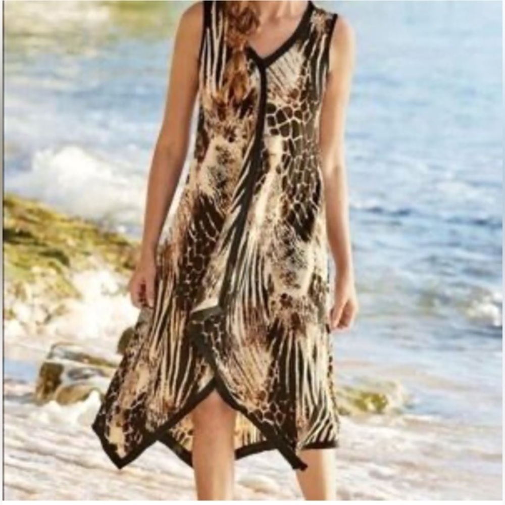 Soft Surroundings Brown and Black Animal Print Maxi Dress